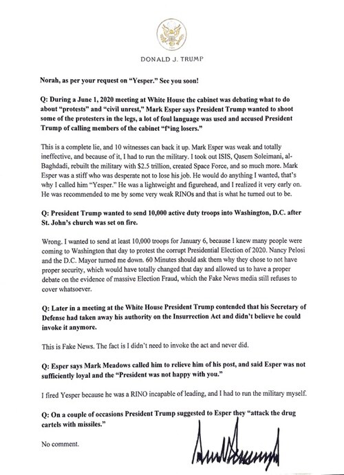 Trump just responded to 60 Minutes. Gotta read to the end.