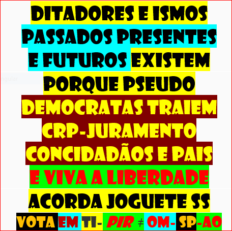 AGENDA 2030 ONU das élites SÓCIO ECONÓMICO, AMBIENTAL PROMOVE  PAZ  JUSTIÇA  INSTITUIÇÕES EFICAZES ? 
desde 1976 PORTUGAL t agenda CRP-3-13-277 do cidadão q ñ foi implementada 
PORQUE SERÁ ?
PIR PROPÔE TAL META  SEM CONFLITOS e sem lei 34/87
FÁCIL qd não se quer ser DONO d OUTROS
OM SP AO
https://gettr.com/post/p1gvgtb7b50
dupla https://gettr.com/post/p1i4biw2f2d
militante vigarista
https://gettr.com/post/p1gvc7ea5de
atenção portugal https://gettr.com/post/p1gw4rn5e44
DÍVIDA https://gettr.com/post/p1bcse44ece
2 doc https://gettr.com/post/p1h00p4b15b
quadrado https://gettr.com/post/p1bvnpd5bf3
https://rumble.com/v16j5k9-altrusmo.html
exclusão  https://gettr.com/post/p1iradz97e0
https://gettr.com/post/p1f9scr8671

CARTA  https://gettr.com/post/p16zaiq7f0a
2dqnpfnoa