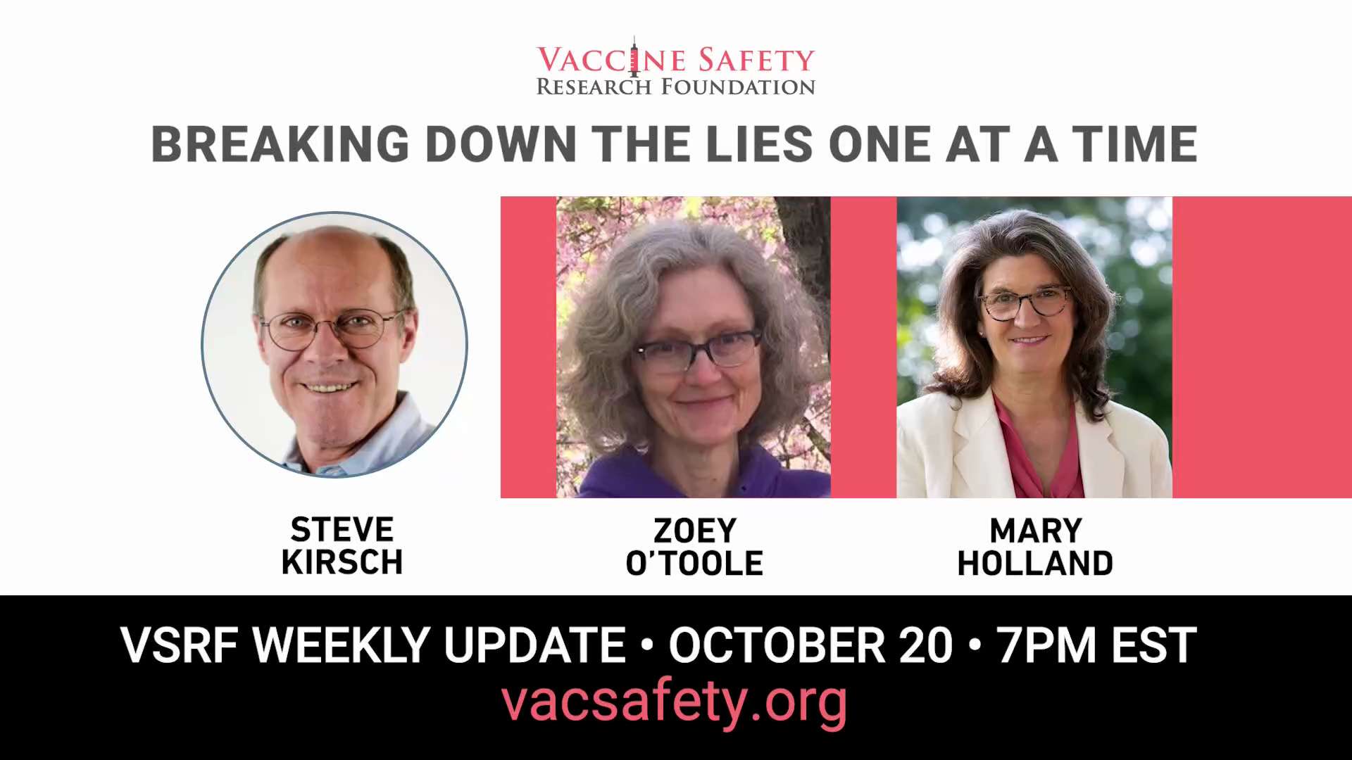 This Thursday on the VSRF Update, Mary Holland & Zoey O'Toole with @ChildrensHD expose the complex web of lies Big Pharma has used over the past 40 years to justify its financial immunity from the harms of their products.

Watch this Thursday October 20
7pm Eastern / 4pm Pacific