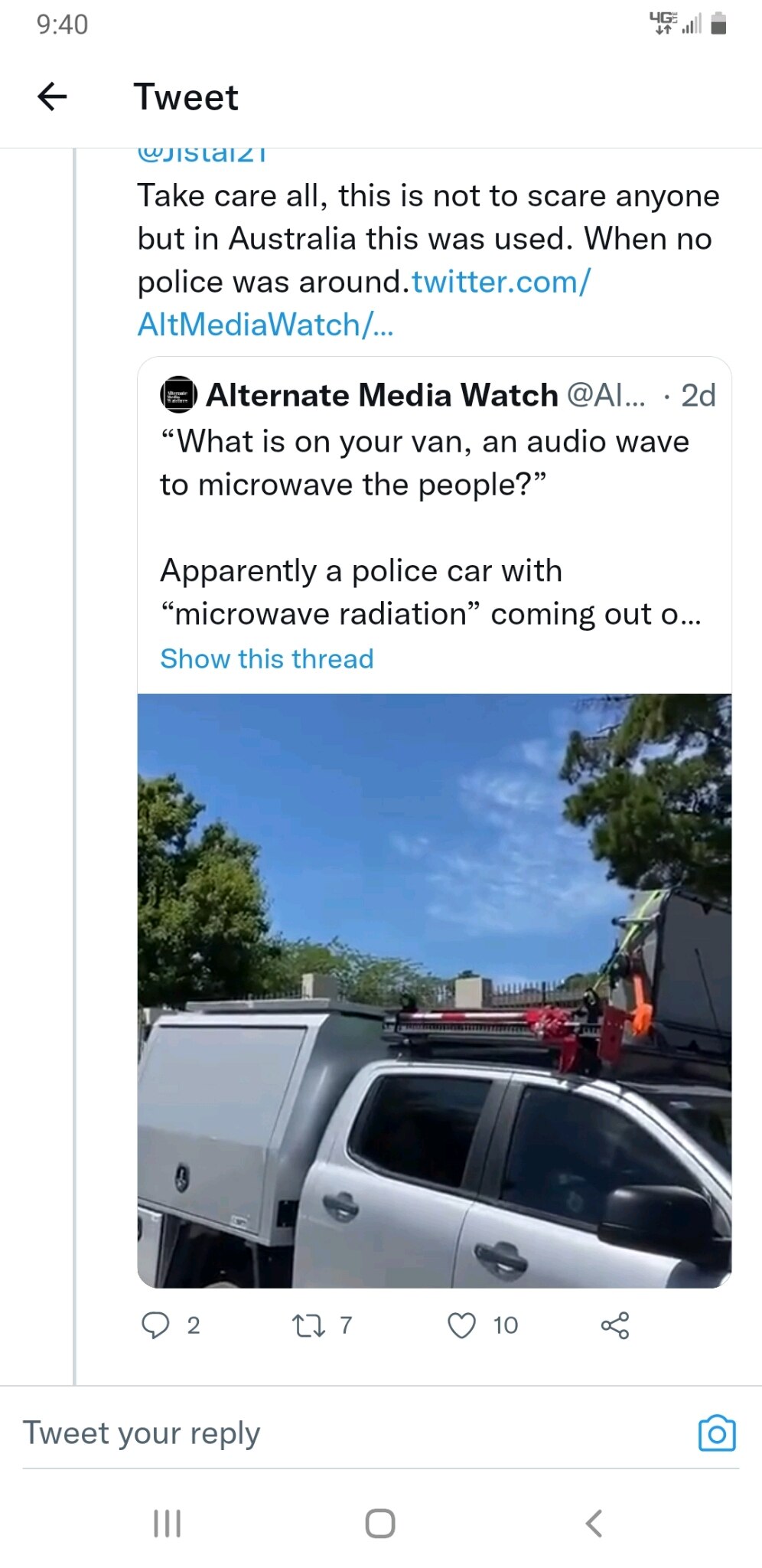 They used this on the protestors in Australia, Microwave - Radiation  it burned them very bad.
