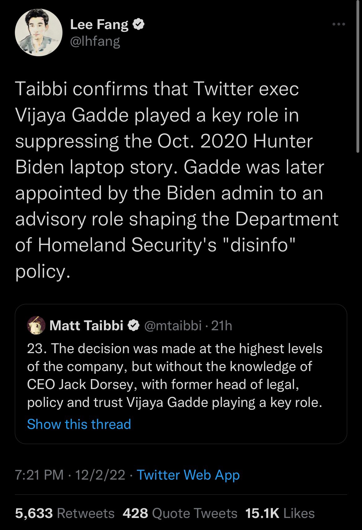 In the Biden admin, truth is disinformation and disinformation is truth.