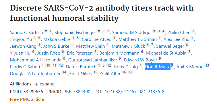 I knew he was building his mRNA factory, but wasn't aware until today that Musk had co-authored himself multiple papers on Covid-19 shots 🤨

https://pubmed.ncbi.nlm.nih.gov/34494026/ 
https://pubmed.ncbi.nlm.nih.gov/34013263/
https://pubmed.ncbi.nlm.nih.gov/33589636/
https://pubmed.ncbi.nlm.nih.gov/34503635/
https://pubmed.ncbi.nlm.nih.gov/34652962/
https://pubmed.ncbi.nlm.nih.gov/34835041/
https://pubmed.ncbi.nlm.nih.gov/35073738/
https://pubmed.ncbi.nlm.nih.gov/35090580/
https://pubmed.ncbi.nlm.nih.gov/35143473/
https://pubmed.ncbi.nlm.nih.gov/35348368/

Quite often with Paulina Kaplonek (Moderna) as lead author 🤔

@GeoffPainPhD @MrRCDavis @RealDrLynnFynn @ToTheLifeboats @DravenS