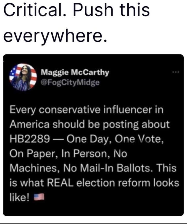 THIS NEEDS TO BE PUSHED EVERY WHERE 

HB2289 To Put Our Voting System Back The Way It Was Before Democrats Started Changing It To Steal Elections