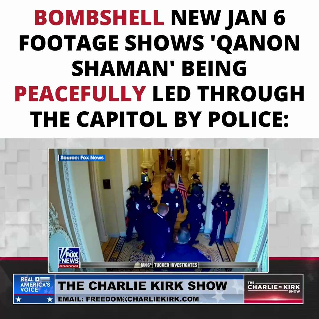Bombshell New Jan 6 Footage Shows 'QAnon Shaman' Being Peacefully Led Through the Capitol by Police ...