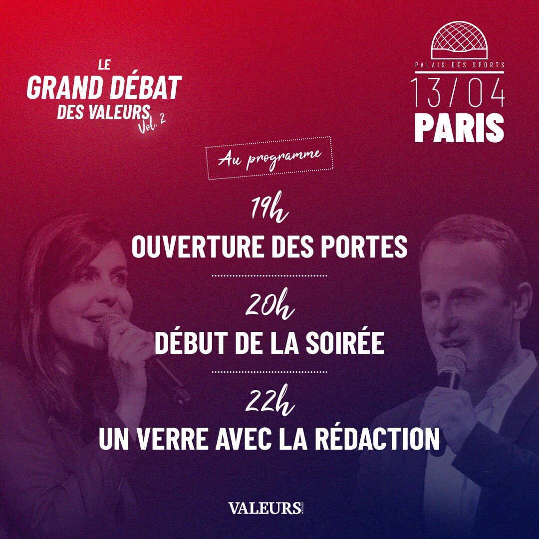 🔴 [PROGRAMME] Grand Débat des Valeurs !

19h : ouverture des portes du Palais des Sports
20h : débu...