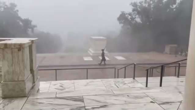 
With The ‘Old Guard’ 

@washingtonpost
 my buddy (
@SunsetGrilleDC
) was at 
@ArlingtonNatl
 when the storm hit and got this video of the a member of the Third Infantry Regiment (The Old Guard) staying on mission during the storm. Powerful.

https://twitter.com/pneaville/status/1685421974980308993?s=20