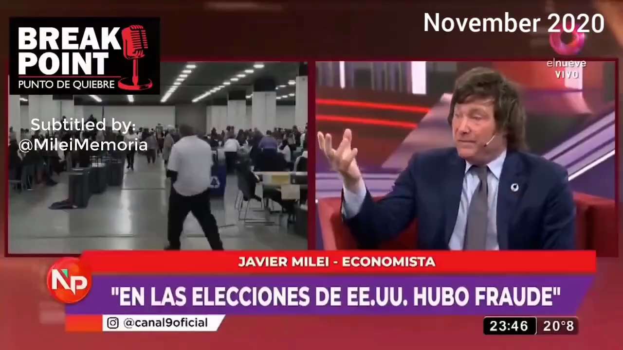 Argentine Javier Milei talking about 2020 US election