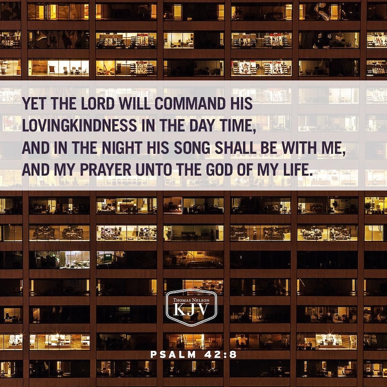 Yet the Lord will command his lovingkindness in the day time, and in the night his song shall be with me, and my prayer unto the God of my life.
~ PSALM 42