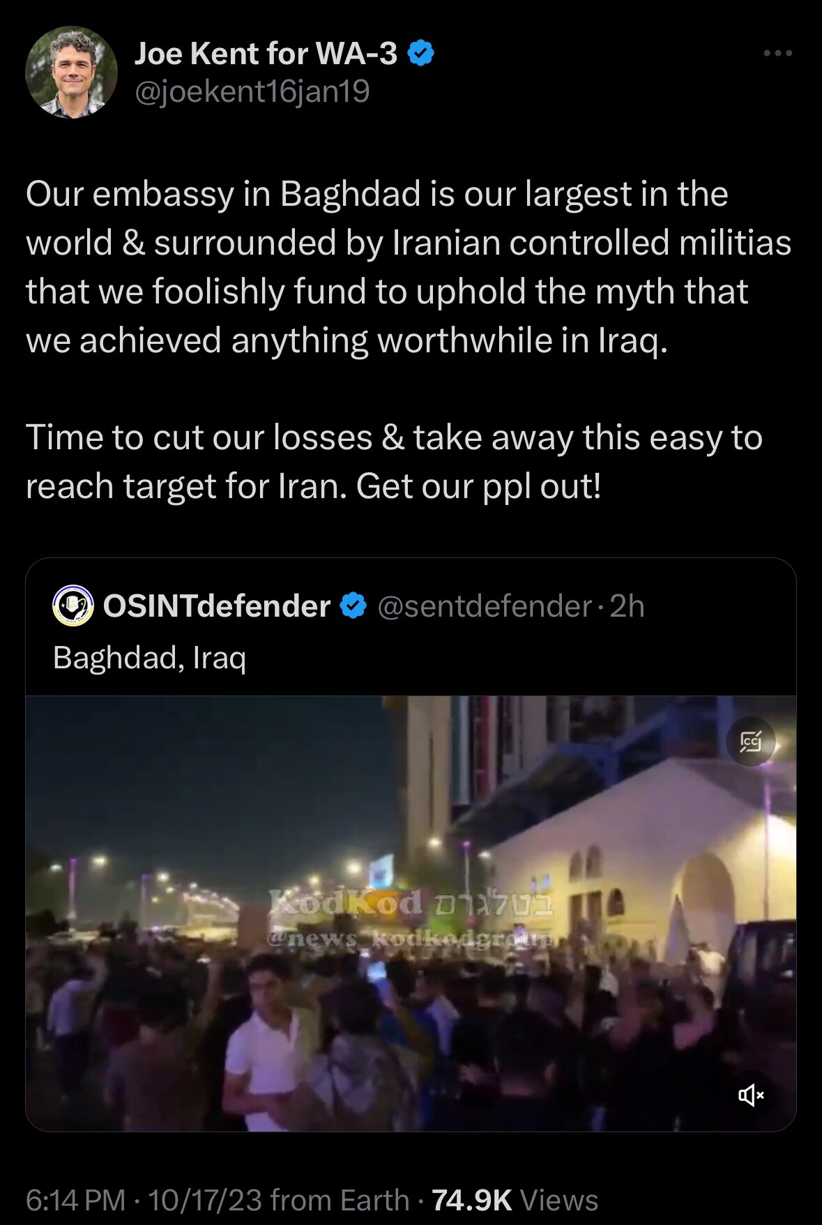 View Joe Kent for WA-3's post on GETTR. Join the discussion, share your thoughts, and connect with the community.