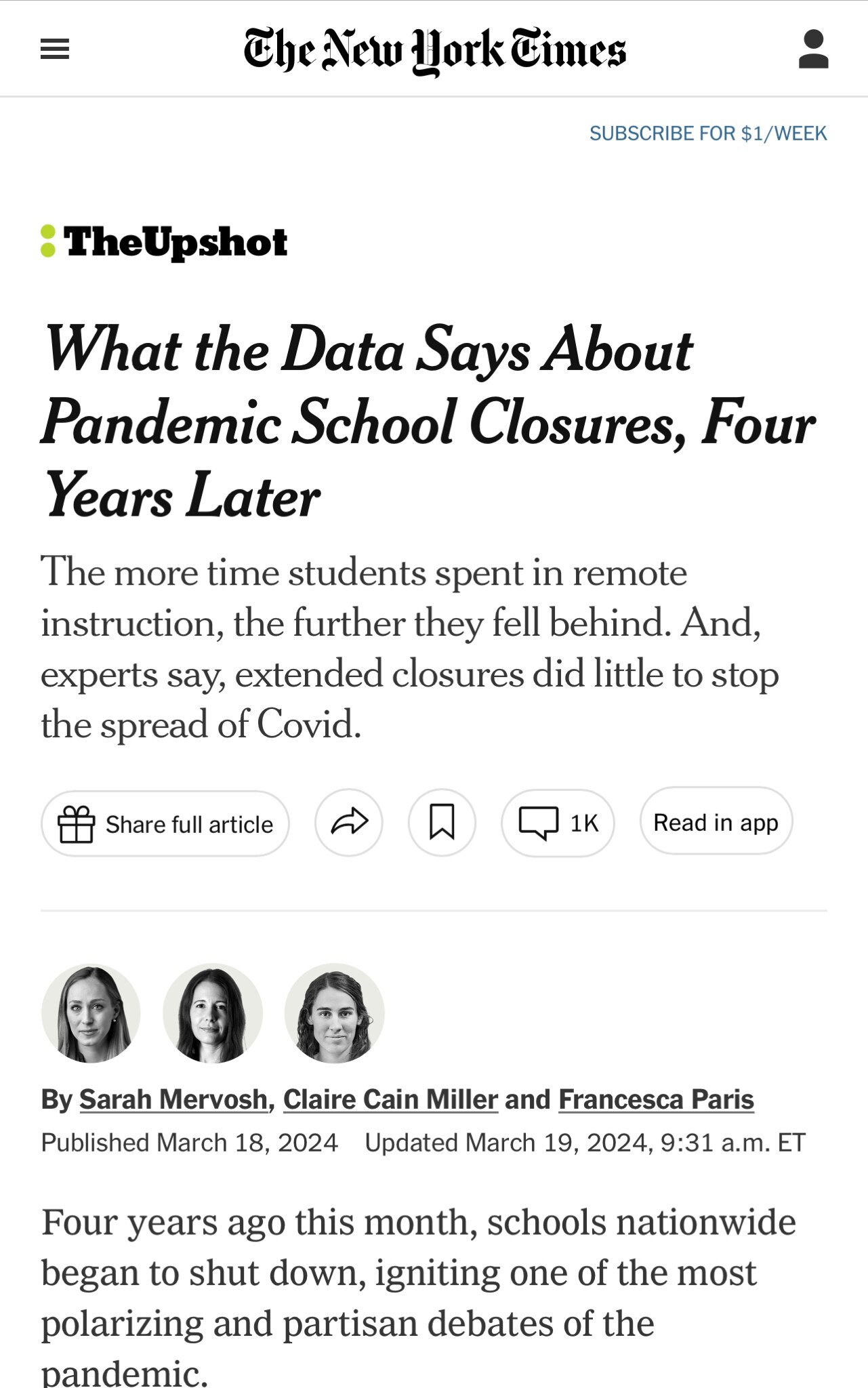 四年前的今天，因为疫情，学校关闭，很多孩子被迫选择远程或者混合教学。四年过去了，这些措施对孩子有什么影响？

数据表明延长关闭对阻止新冠病毒的传播没有什么影响，但远程教育时间越长，对孩子学业表现伤害越...