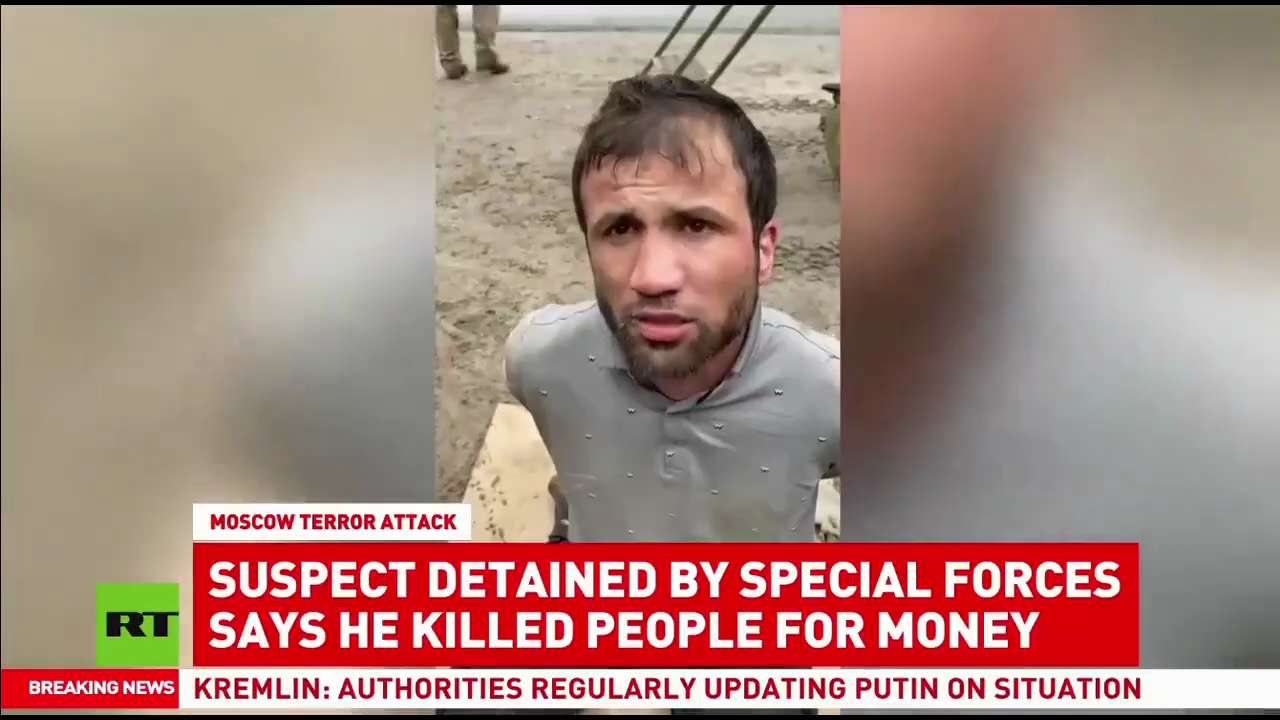 Captured terrorist responsible for the murder of 91 people at the Crocus theatre in Moscow says he w...