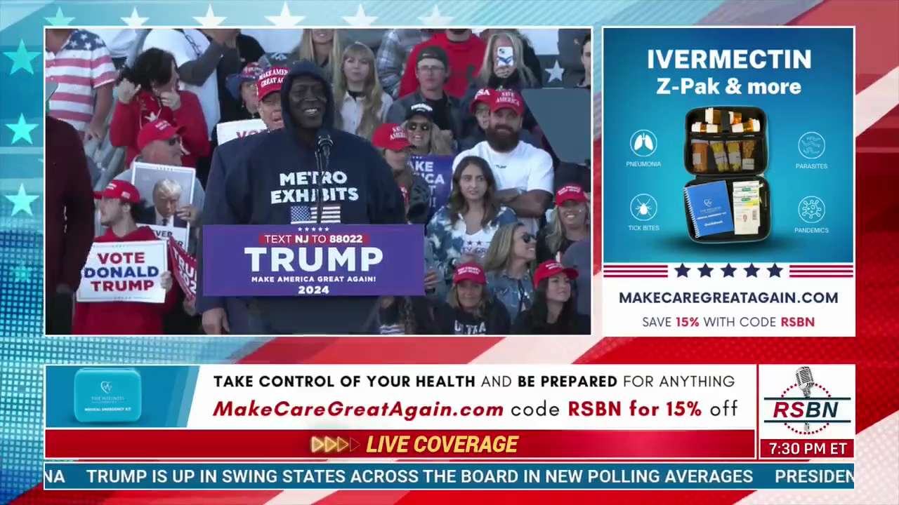 President Trump invites football greats Lawrence Taylor and Ottis Anderson onstage in Wildwood, NJ

...