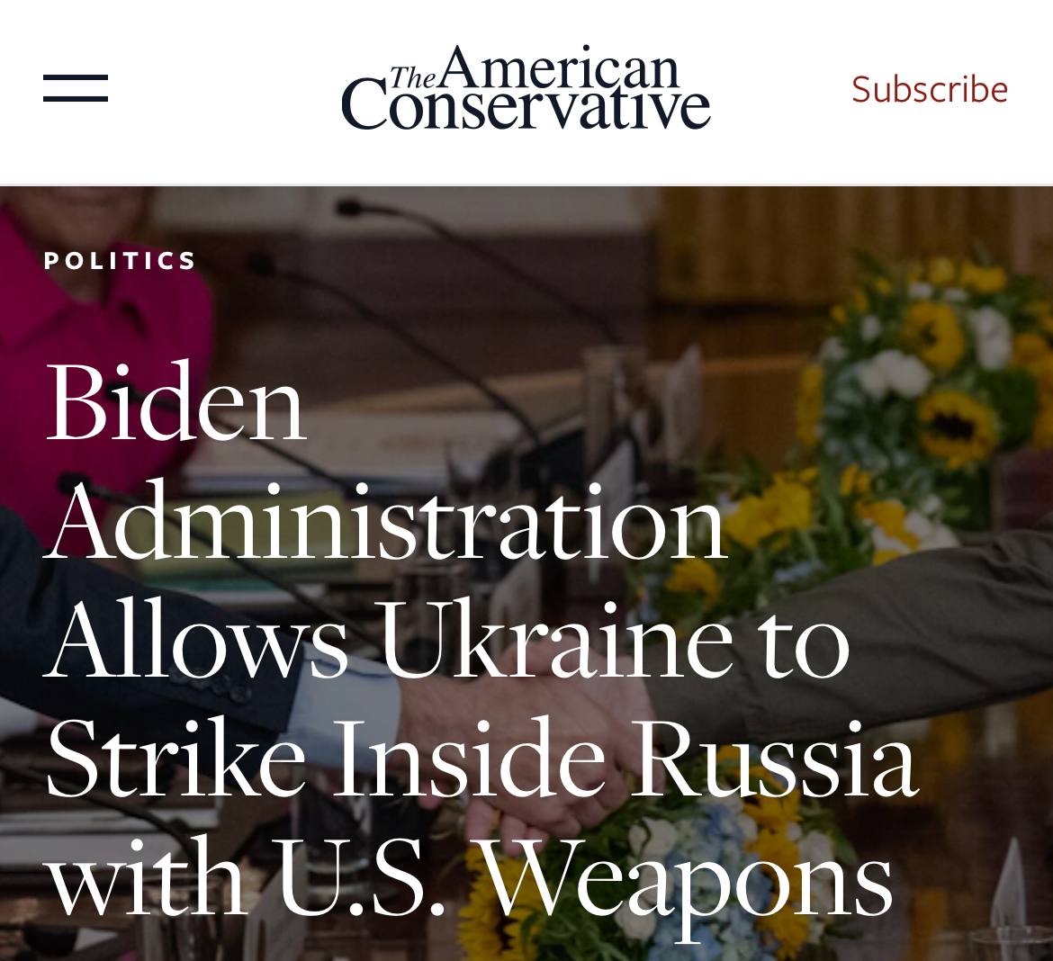 America's latest escalation.  “The Biden administration allows Ukraine to strike inside Russia with American weapons”: the United States is going to great lengths to preserve the Kiev regime until the presidential elections, risking plunging the world into World War III.

 “This move will bring little strategic benefit to Ukraine and none to America.  Quincy Institute senior adviser Kelly Vlachos believes the Biden administration "doesn't want to go into the election looking like it defeated Ukraine."  Her colleague Anatole Lieven agrees: “The Biden administration just wants to keep things as they are until the election, when either Ukraine becomes Trump's problem or they think again about the possibility of a peaceful settlement.  “Ukraine is weakening,” he said.  “