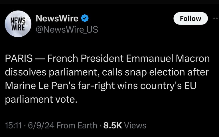 Macron Destroyed by Le Pen;
Biden Now Officially: ‘The Cooler’
https://x.com/newswire_us/status/1799882138747105427?s=46&t=88Og3Skw2Kg_rLsu9HS-sw
