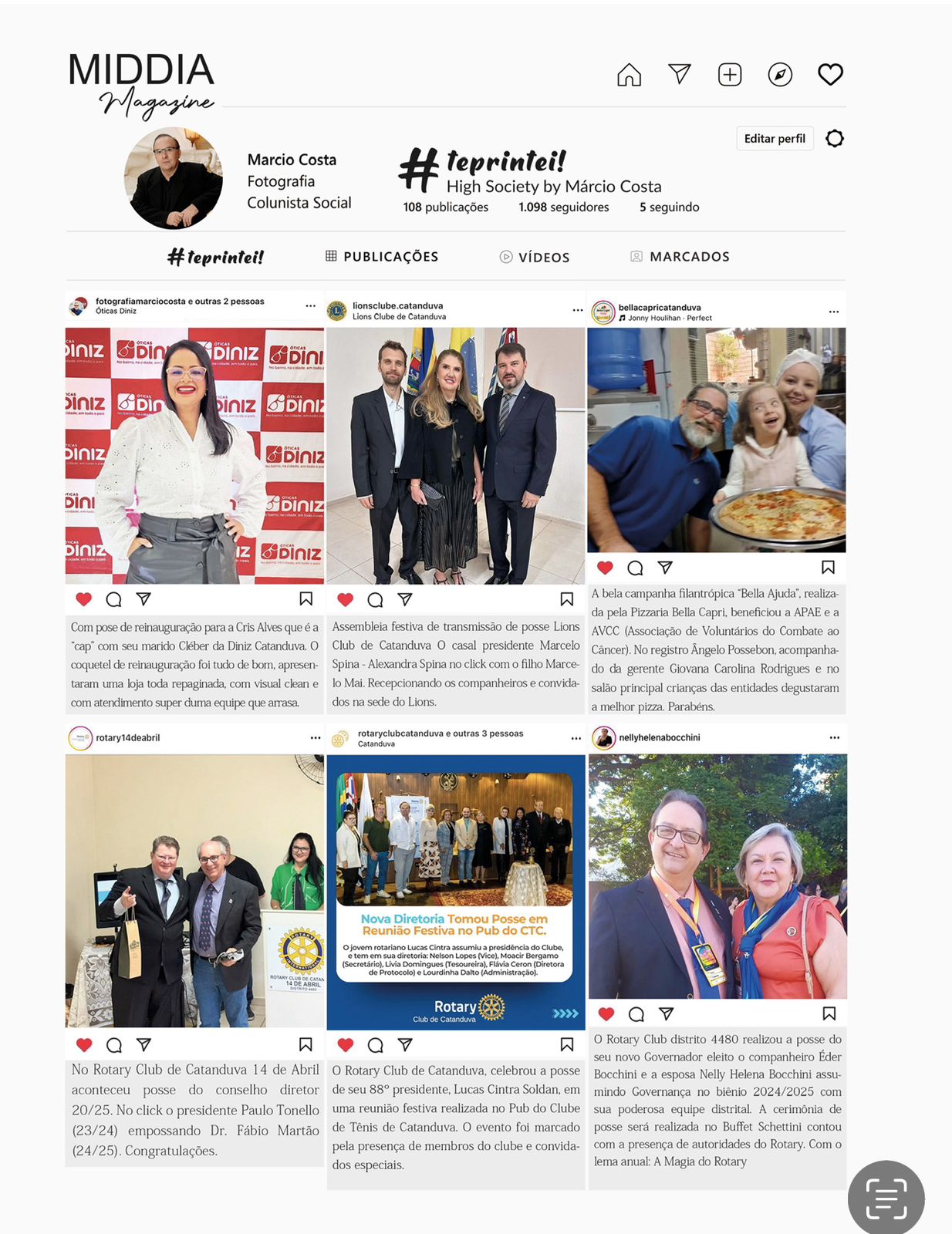 Distrito 4480 é destaque na coluna social da revista Middia Magazine na cidade de Catanduva.

A poss...