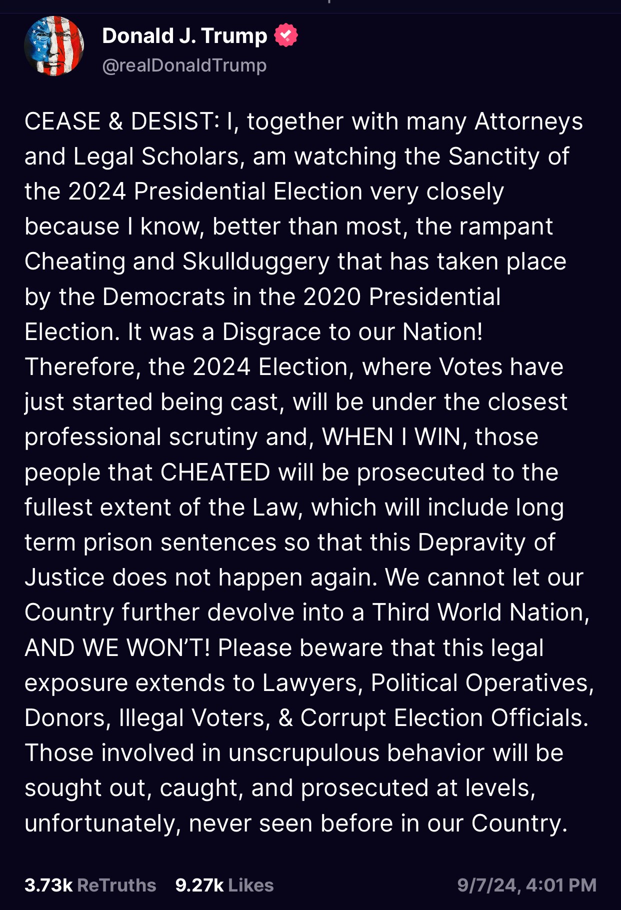 Mess with the election, you will regret it. 