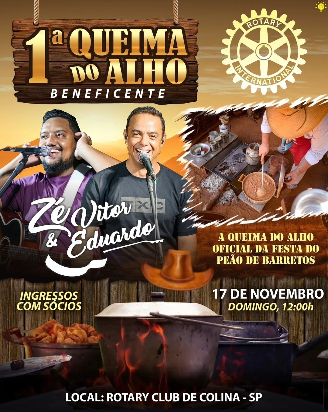 Texto do Rotary Club de Colina:

E vem ai a primeira queima do alho do Rotary Club de Colina!

Anote...
