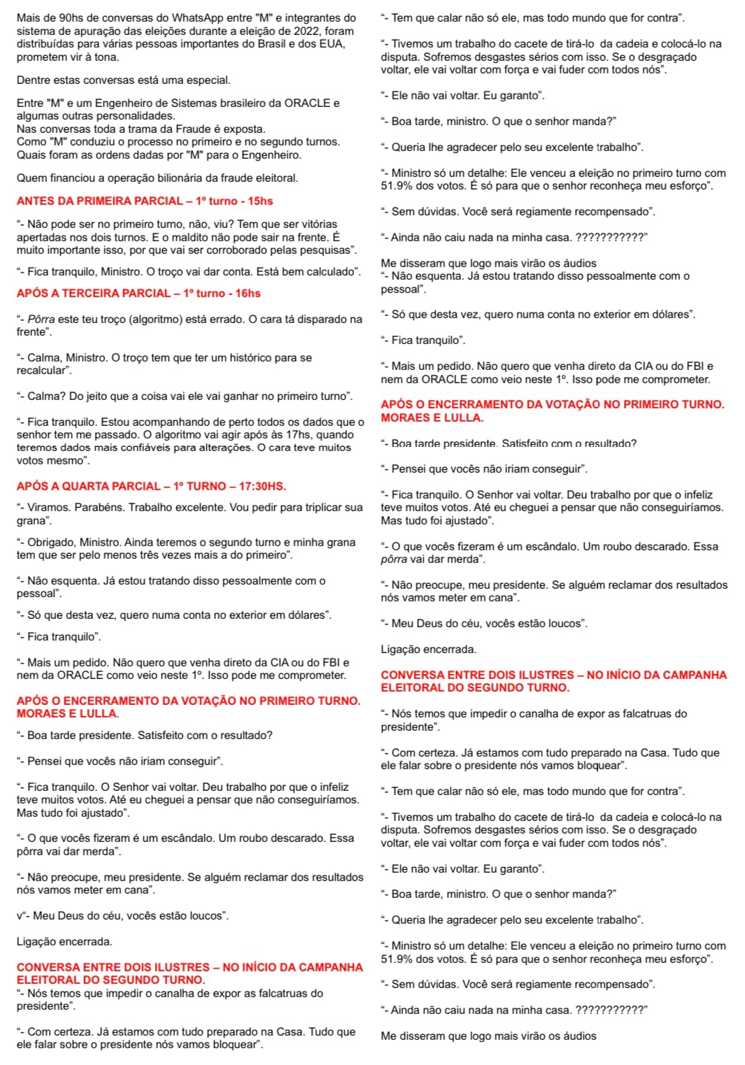 CAIU O DOMINÓ 😮 CIRCULA NA INTERNET
🚨🚨🚨🚨🚨🚨
Mais de 90hs de conversas do whatsapp entre "M" e ...