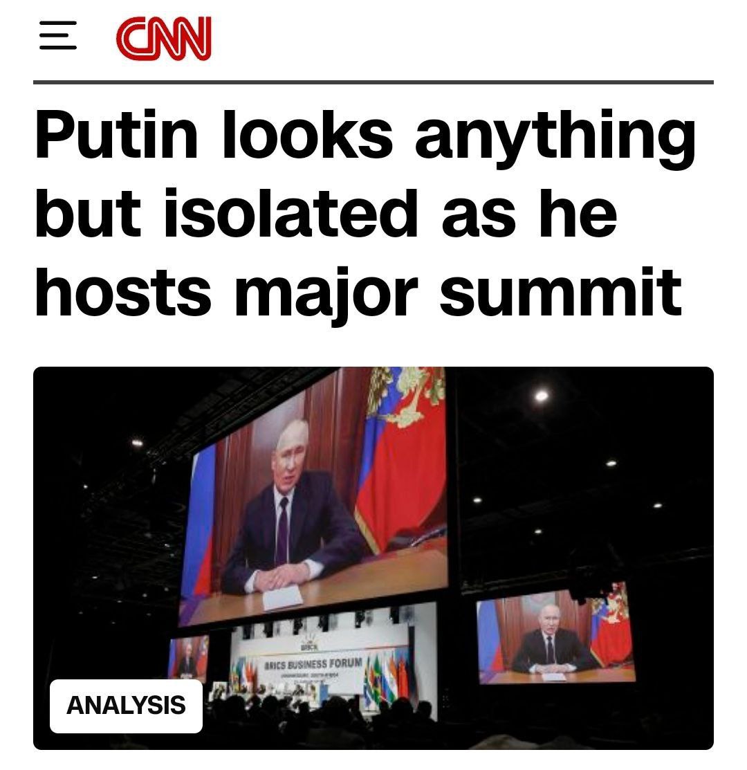 ✔️ "Putin looks anything but isolated as he hosts major summit"

CNN on the Russian president's international isolation.

https://x.com/vicktop55/status/1848747010477727871?t=GfAXXPxXF5-NUBXC_E3_fA&s=19…