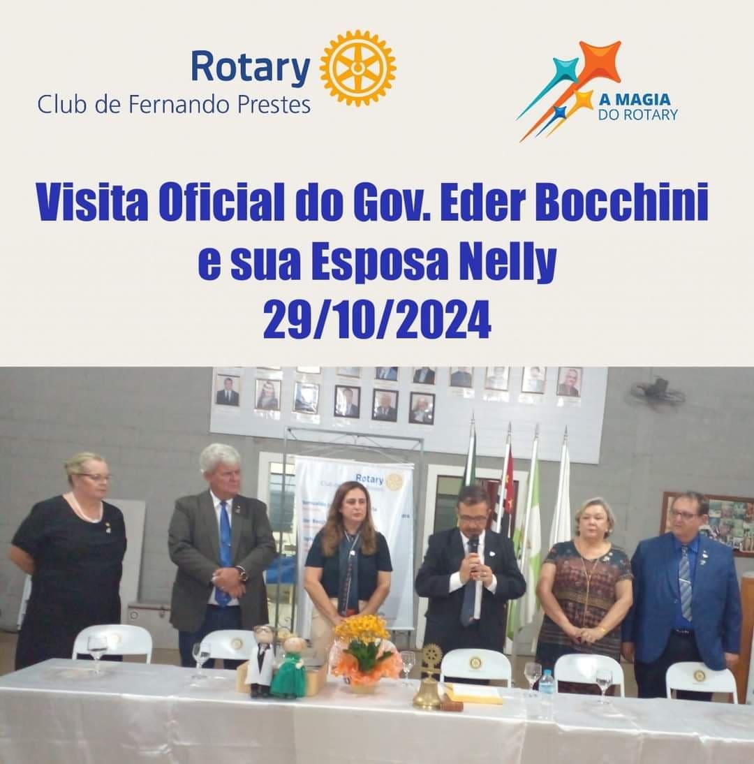 O ROTARY CLUB DE FERNANDO PRESTES recebeu, com muita alegria, o Casal Gov. Eder Artur Pedro Bocchini...