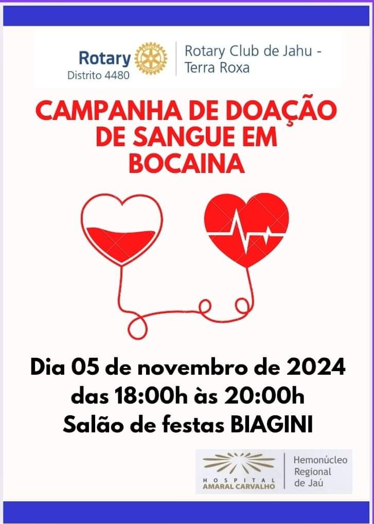 Texto do Rotary Club de Jahu - Terra Roxa:

Nesta terça-feira, o Hemonúcleo Regional de Jaú, estará ...
