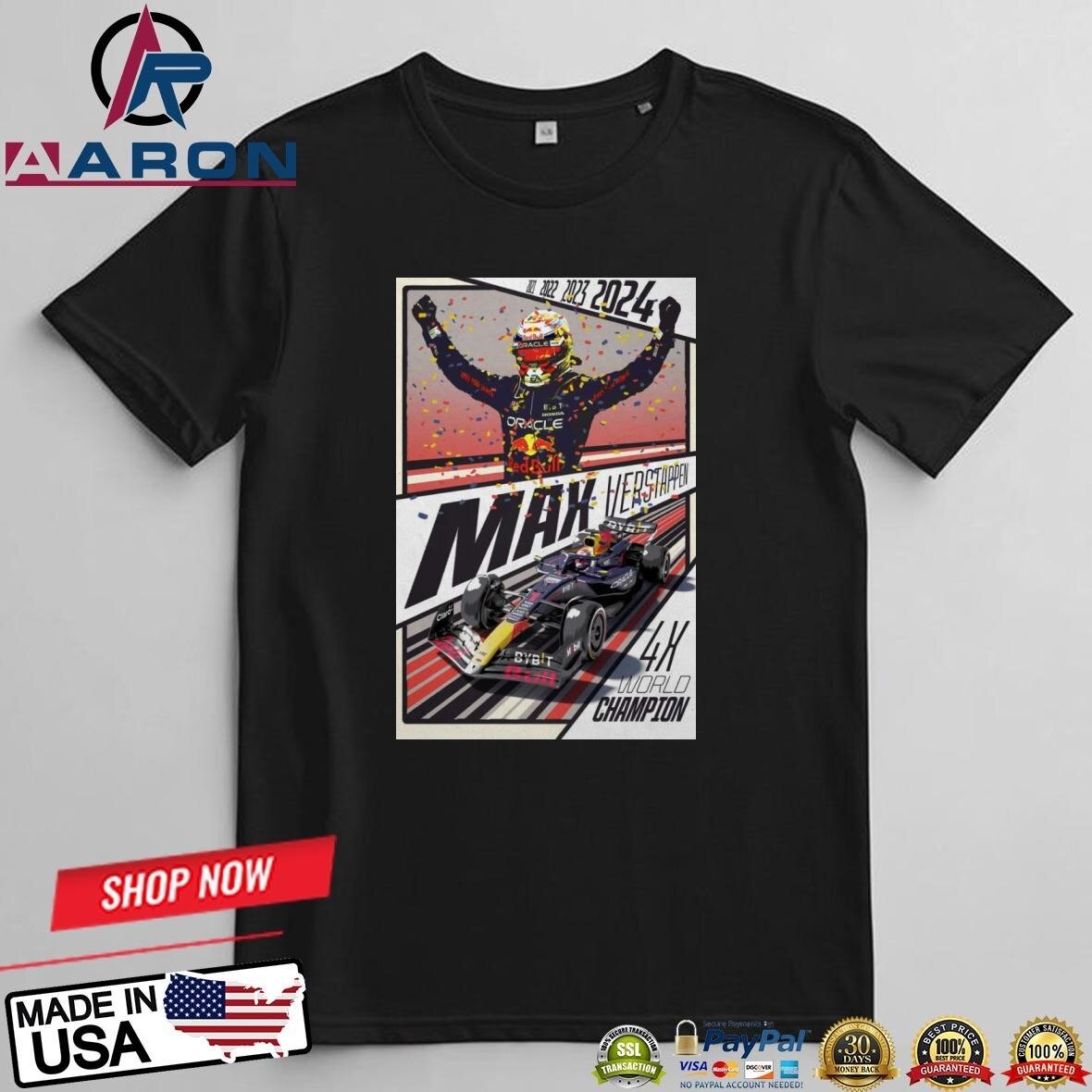 Red Bull Racing Max Verstappen 4X World Champion T-Shirts

Buy this: https://aaronshirt.com/product/...