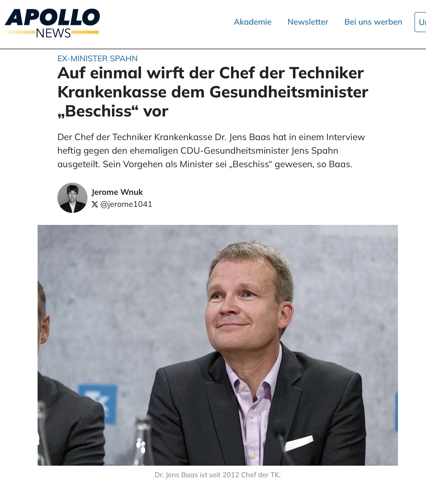 „Spahn hätte das allein aus egoistischen Wahlkampfgründen gemacht, so der Vorwurf von Baas.

 „Damit...