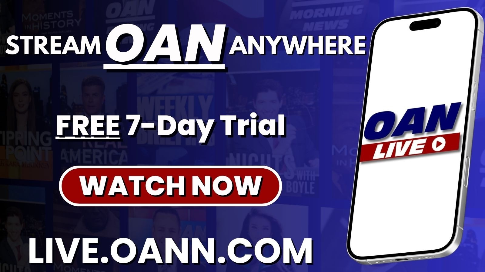 Stream live news and your favorite talk shows anywhere with One America News!

Click here to start y...