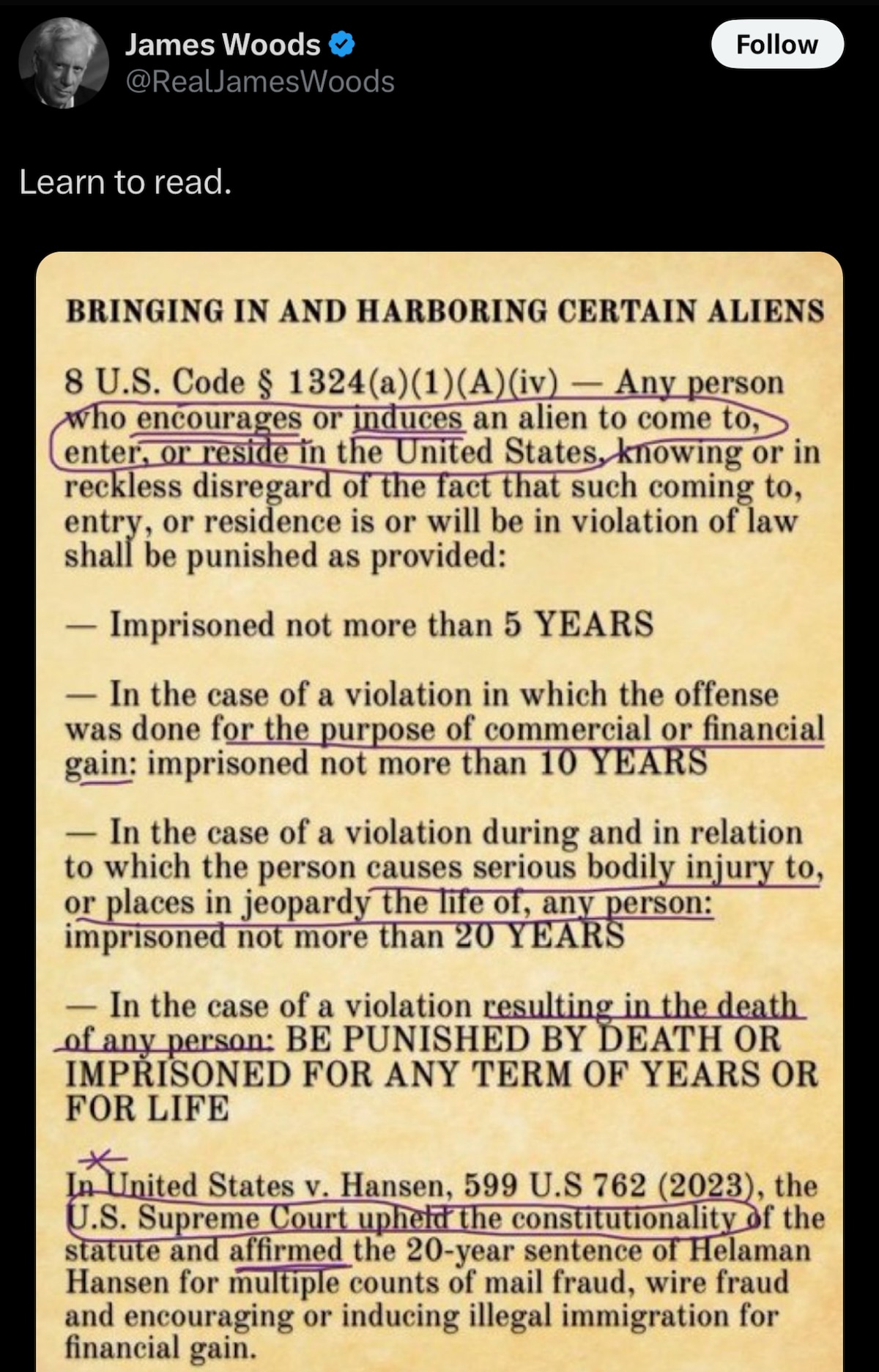 Arrest, Prosecute, Incarcerate
https://x.com/realjameswoods/status/1883406623735169065?s=46&t=0m-2jE...