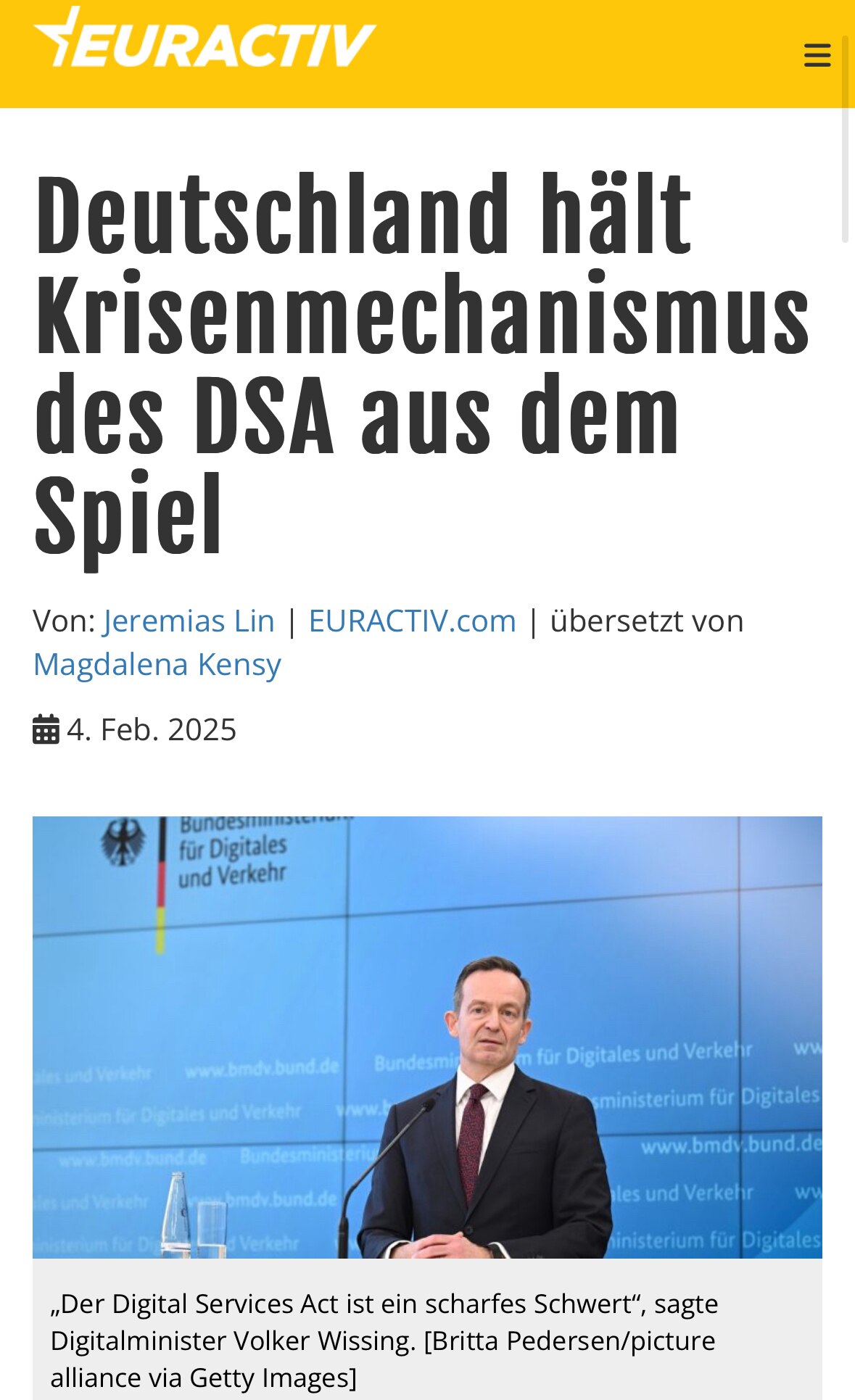 „Derzeit [Anm.: !] scheint dieses ‚scharfe Schwert‘ jedoch wie Excalibur im Stein zu stecken. Nieman...