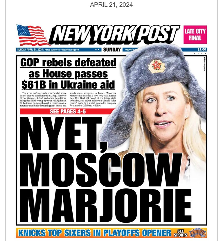 Not even a year ago, I was attacked and smeared by the New York Post for leading the effort to stop our Republican controlled Congress from sending another