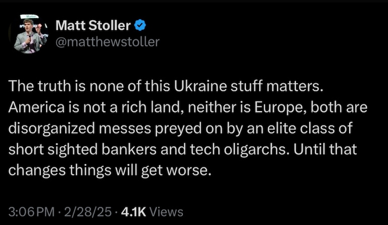 Lot of Truth Here 

https://x.com/matthewstoller/status/1895611619969024376?s=46&t=0m-2jE9YSFIC_s7Kw2F2nw