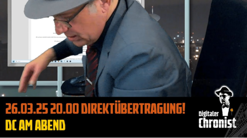 Liebe Zuschauer, 

heute eine Mischung aus Rückblick auf das Geburtstags-Wochenende und Meldungen. Geschenke werden auch ausgepackt!

Euer Thomas

Netzseite:
https://www.digitaler-chronist.com

Bitte abonniert unsere Alternativ-Kanäle odysee, Bitchute, rumble:
https://odysee.com/@Digitaler.Chronist:8

https://www.bitchute.com/channel/TIIWbiMf6vvT/

https://rumble.com/user/DigitalerChronist

Digitaler Chronist auf Telegram:
https://t.me/DigitalChronist

Alle unsere Kanäle auf einer Seite, bitte folgt uns auch auf den anderen Plattformen, man weiß nie...
https://www.digitaler-chronist.com/alle-unsere-kanaele-auf-einen-blick/

