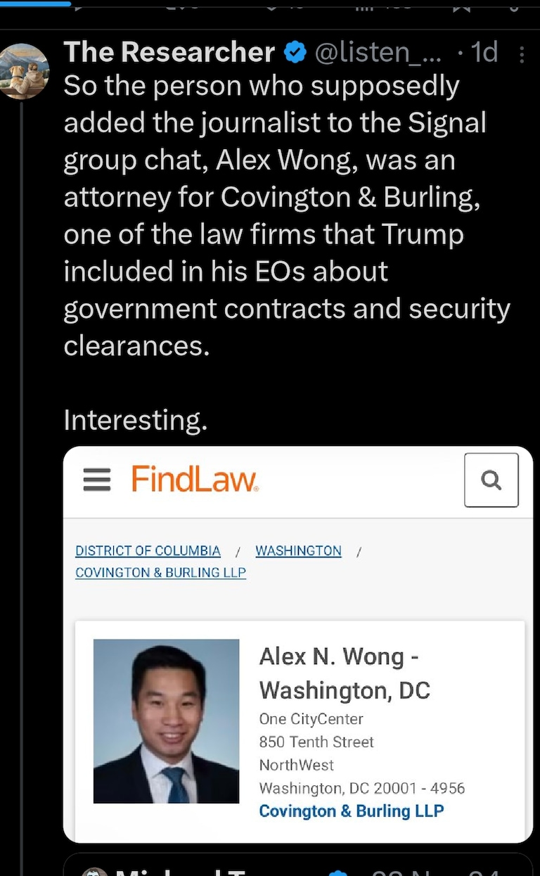 They had this all lined up. Wong added the journalist to the phone of Mike Waltz then this judge is going after Trumps admin for leaked signal conversatio