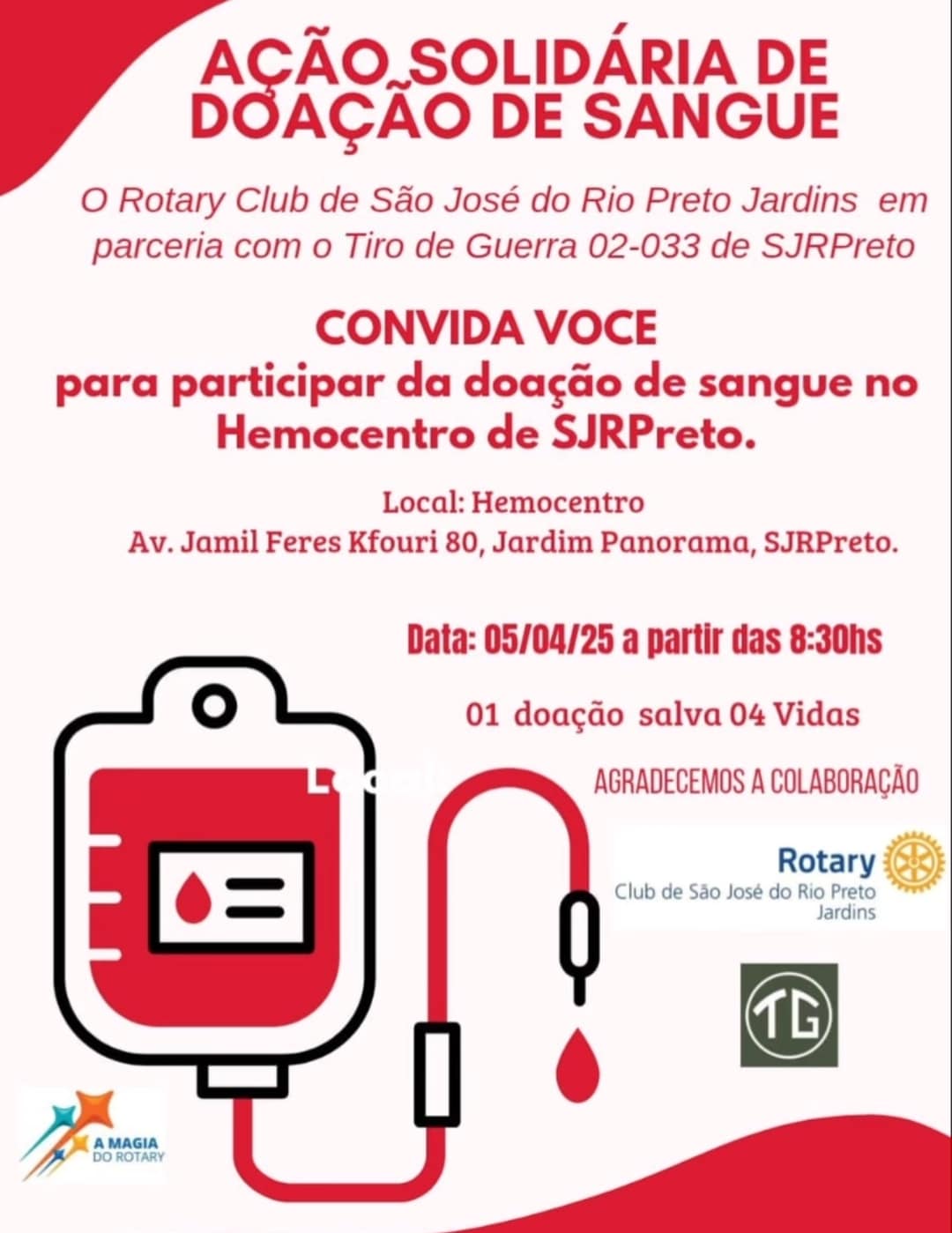 O Rotary Club de São José do Rio Preto - Jardins, em parceria com o Tiro de Guerra 02-033 de São Jos...