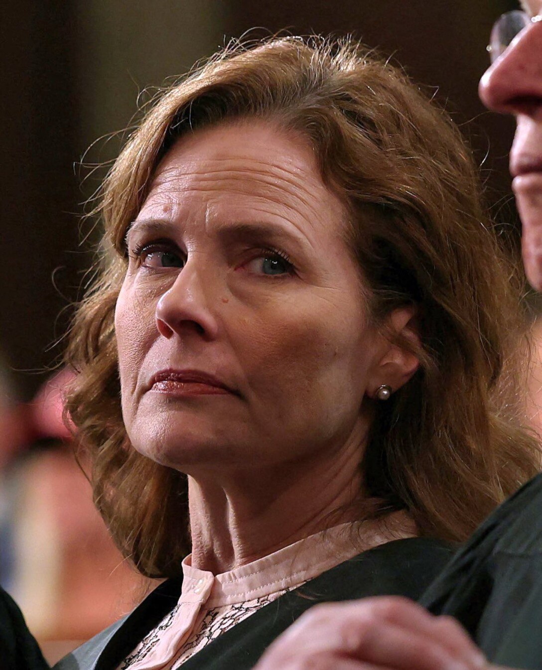 This Picture Of Justice Amy Coney Barrett At
Trump’s Address To Congress As He Walks Passed 
The Sup...