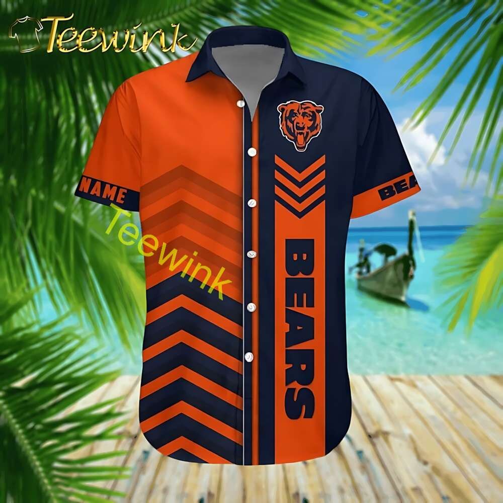 Chicago Bears Chevron Stride Aloha Shirt – Step into game day with bold style in the Chicago Bears C...