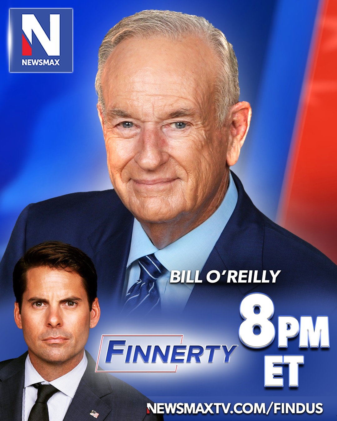 TONIGHT: Cable news icon Bill O'Reilly will join "Finnerty" to discuss the Trump administration's latest moves, the liberal media narratives they're combatting, and more — 8PM ET on NEWSMAX.

TUNE IN: https://www.newsmaxtv.com/findus
