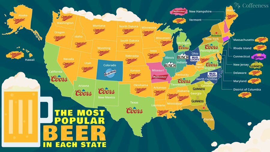 The Most Popular Beers By State.
The "Queen-of-Beers" Still loses-

April 26 -25    MollotEvers
    ...