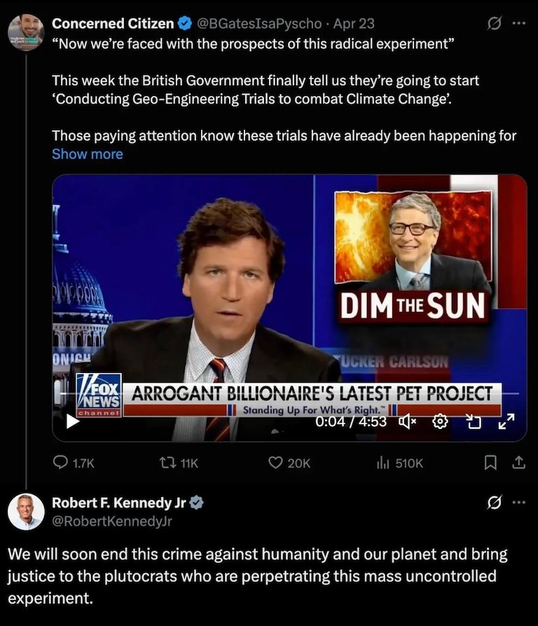 👍🏻👍🏻👍🏻after the #British de-facto-government announced #geoengineering efforts to “combat #climatechange “ (hoax) by #dimming the #sun , RFK Jr respo