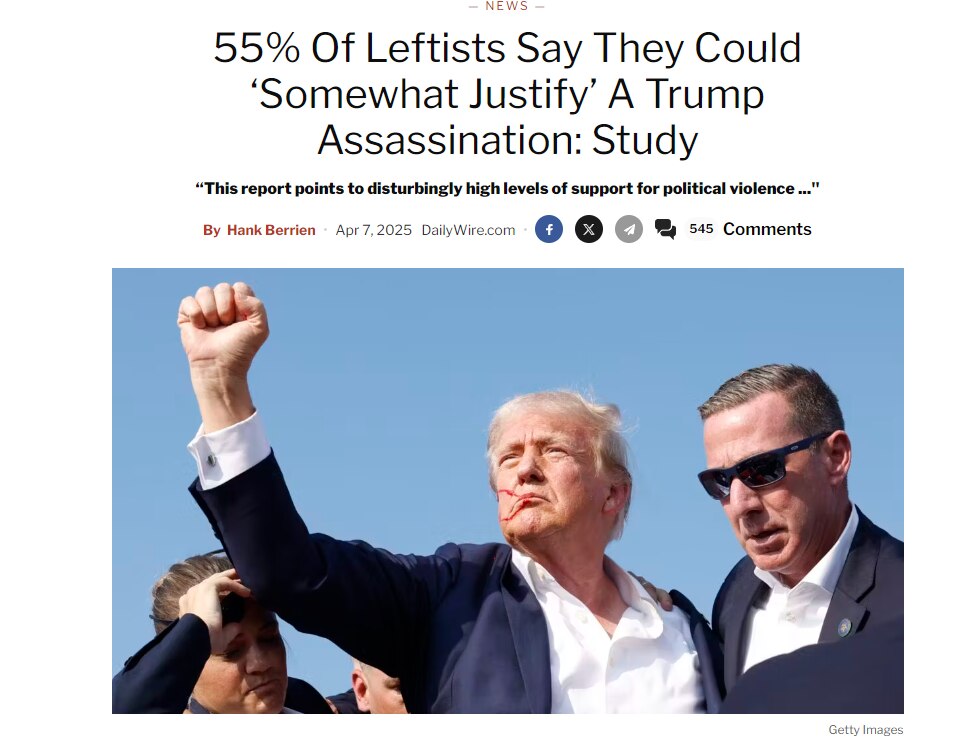 ‼️现实社会中的相当一些人已经相当可怕变态了👇👇👇
如何面对，如何警惕面对是一门学问了🙏
‼️“报告指出，55% 自认为中左翼的受访者认为谋杀特朗普在某种程度上是合理的”

传染病网络研究所 ...