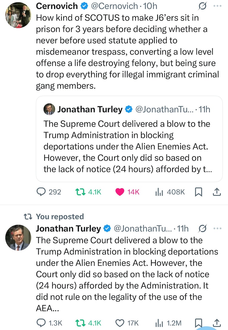 Treatment of American Citizen January 6 Fedsurrection Hostages (Trespassers protesting a fraudulent election and coup) versus Criminal illegal Aliens. This