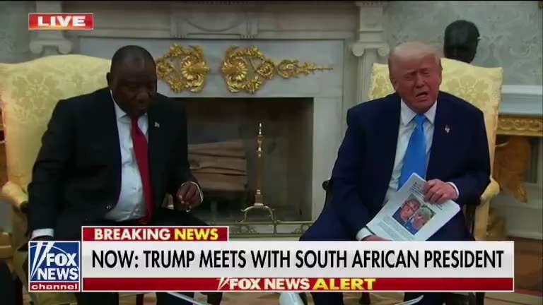SMACKDOWN.: A reporter RUDELY interrupted President Trump's meeting on the genoc*de of white South A...