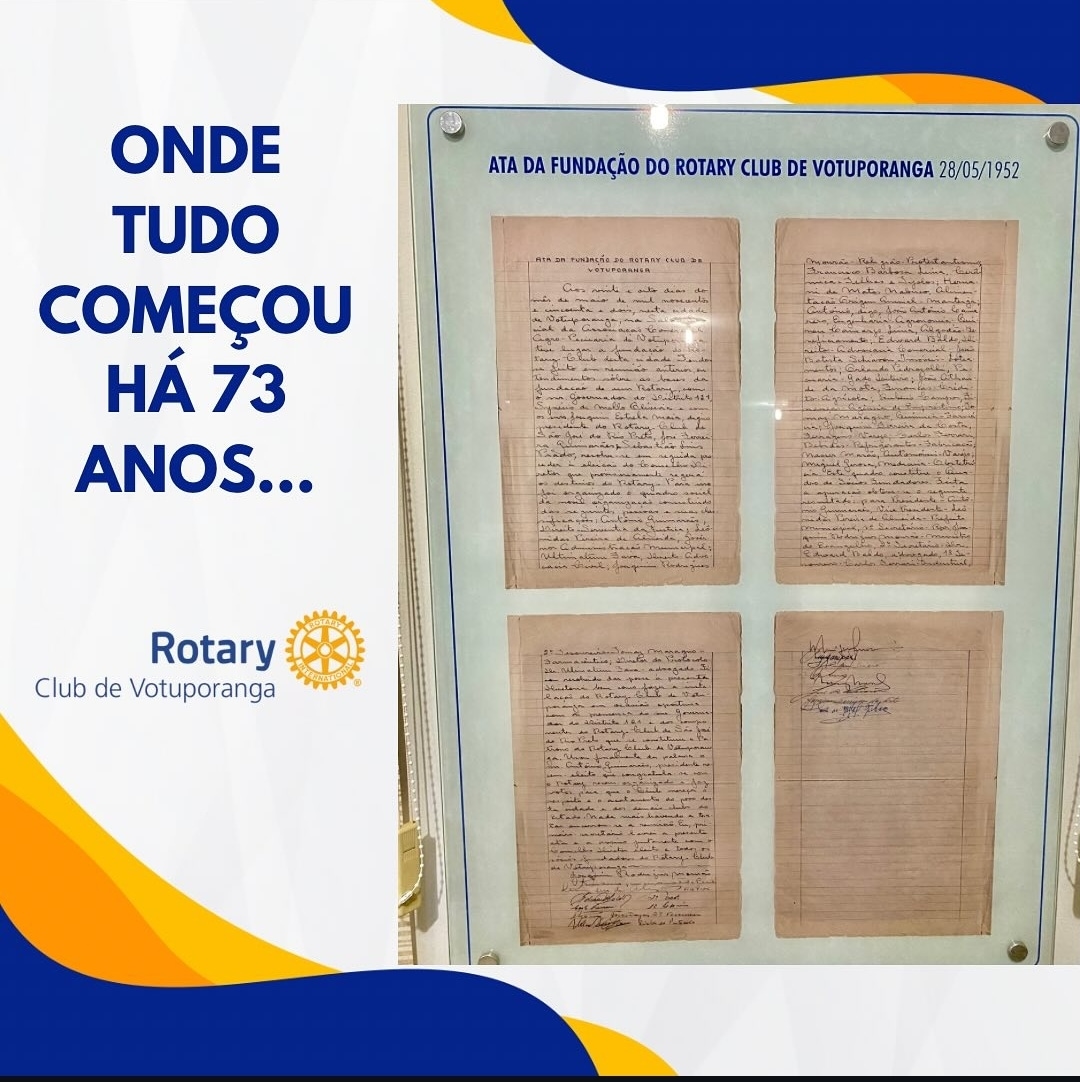 Texto do Rotary Club de Votuporanga

Uma história que nos inspira!

No dia 28 de maio de 1952, foi r...