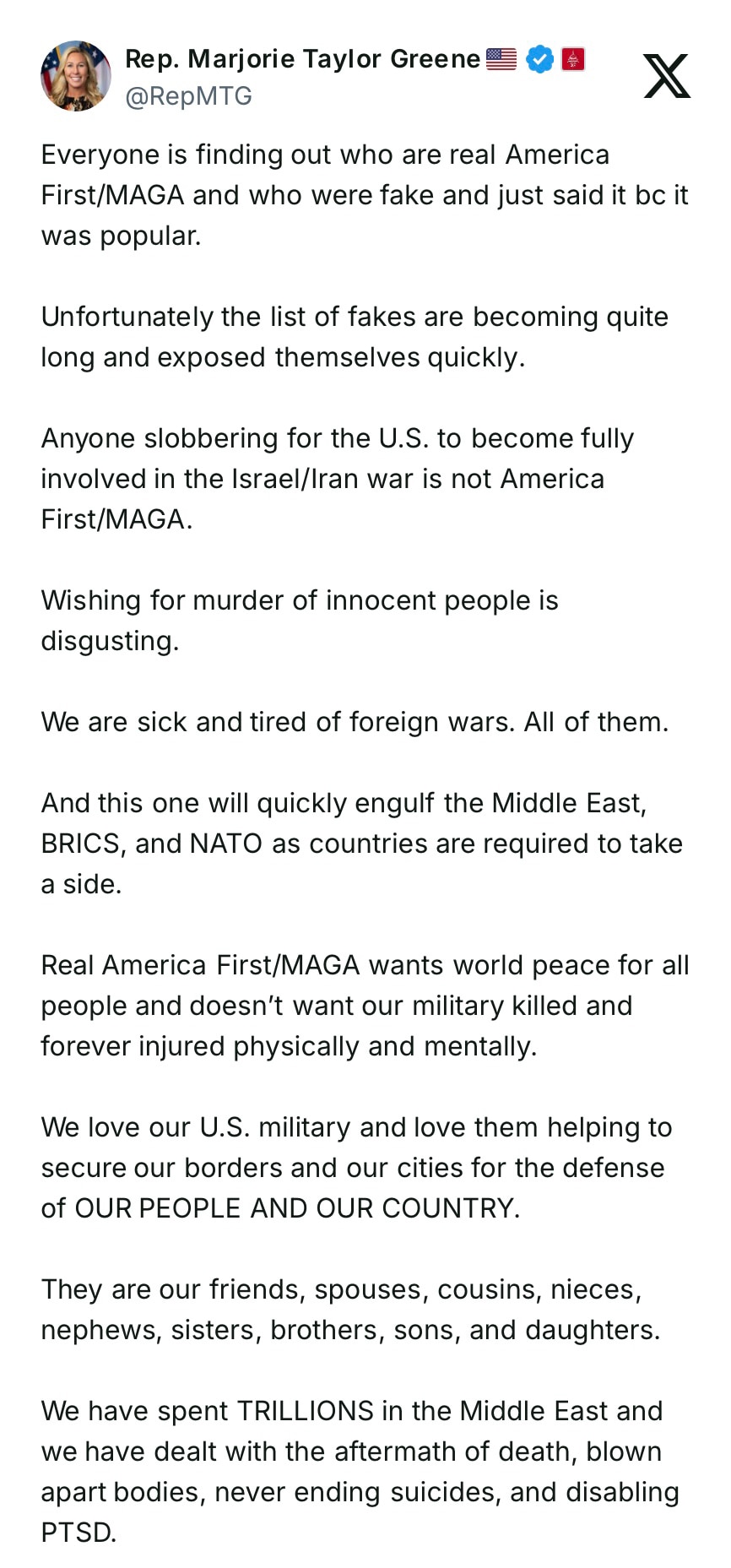 Gospel Truth

 https://x.com/RepMTG/status/1934375883332046933