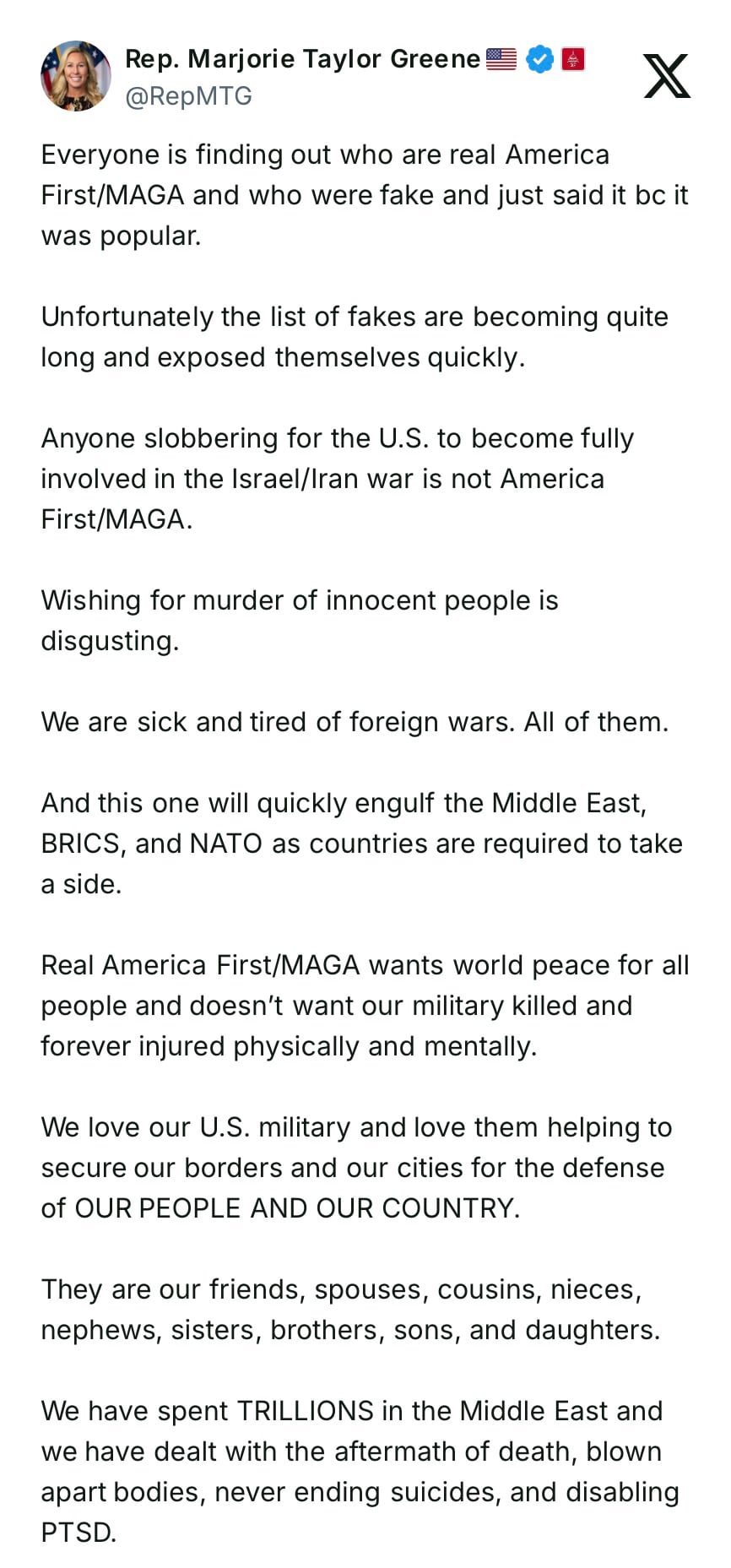 Gospel Truth

 https://x.com/RepMTG/status/1934375883332046933