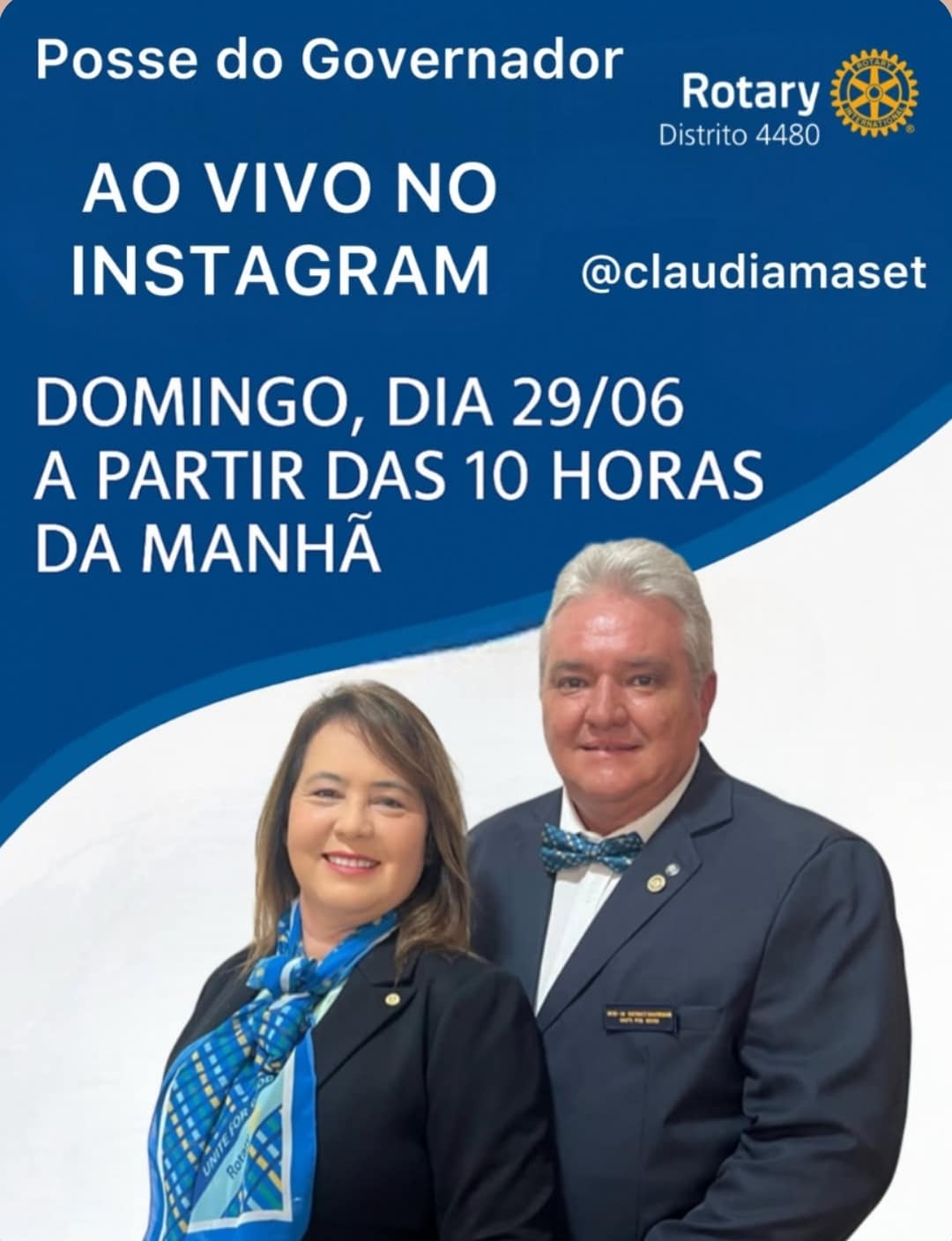 Atenção, companheiros e amigos do Rotary Distrito 4480!

A cerimônia de posse do Gov. Lelo para o an...