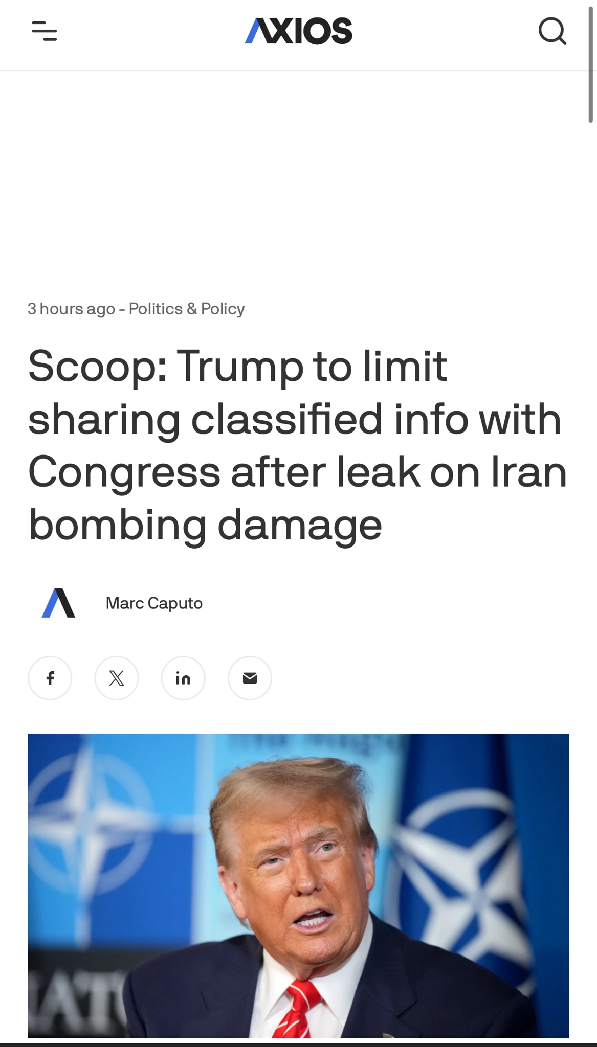 “The Trump administration plans to limit sharing classified information with Congress after someone ...