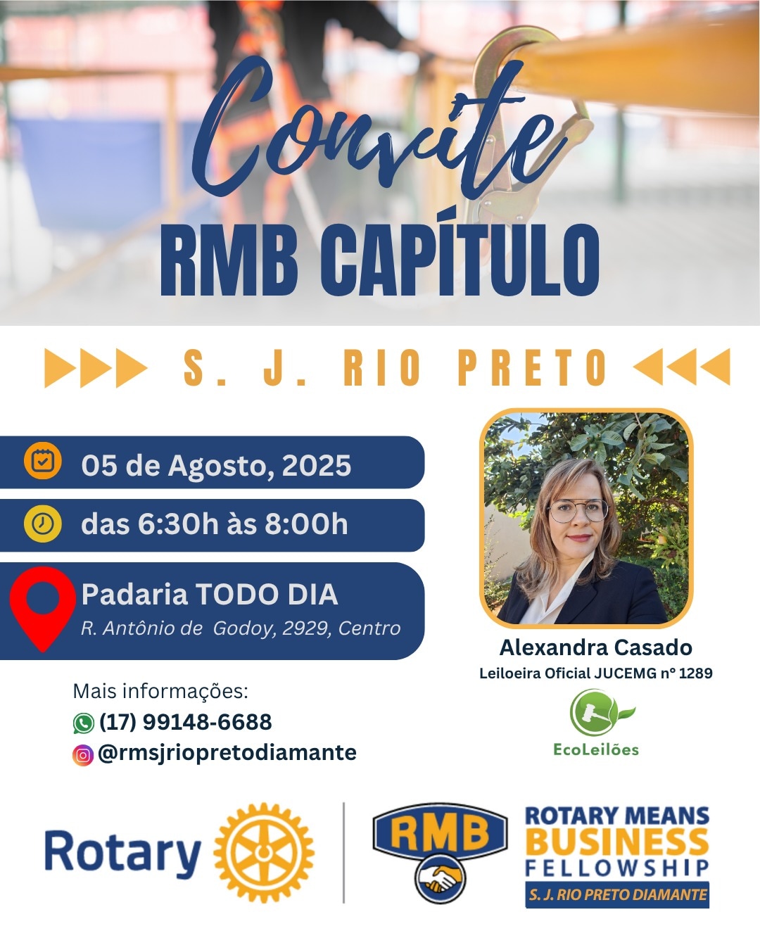 Reunião RMB 05/08 às 6h30

Olá! Tudo bem?
Vamos juntos fazer acontecer nossa 3ª reunião do RMB São J...