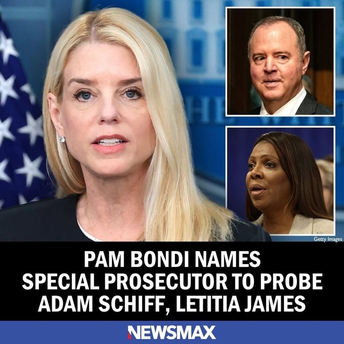 🚨 BOMBSHELL: DOJ Targets Schiff & Letitia James 🚨

Attorney General Pam Bondi just appointed a spe...